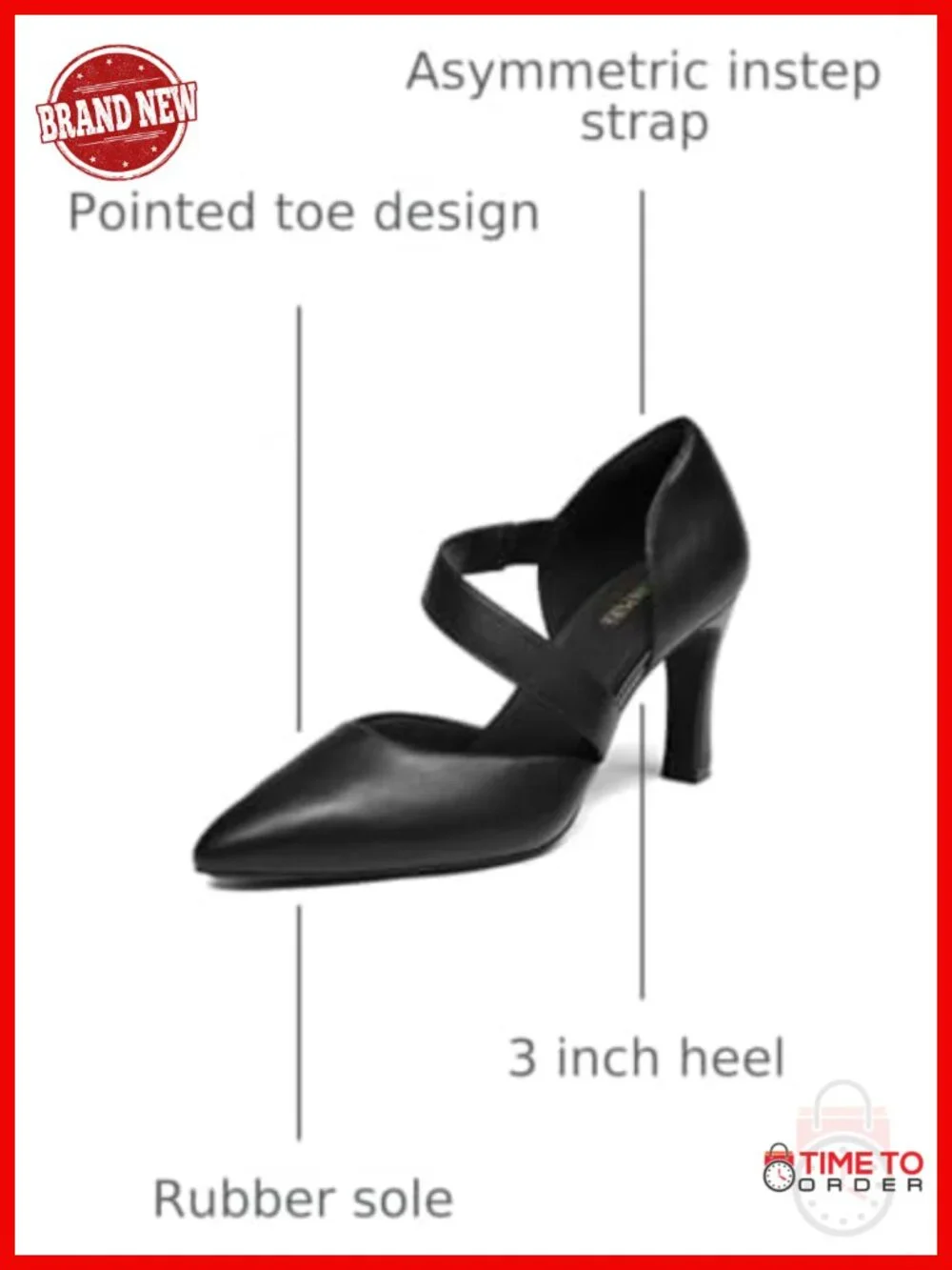 Women's Pointed Toe Pumps 3 Inch High Heels Faux Leather Work Office Wedding